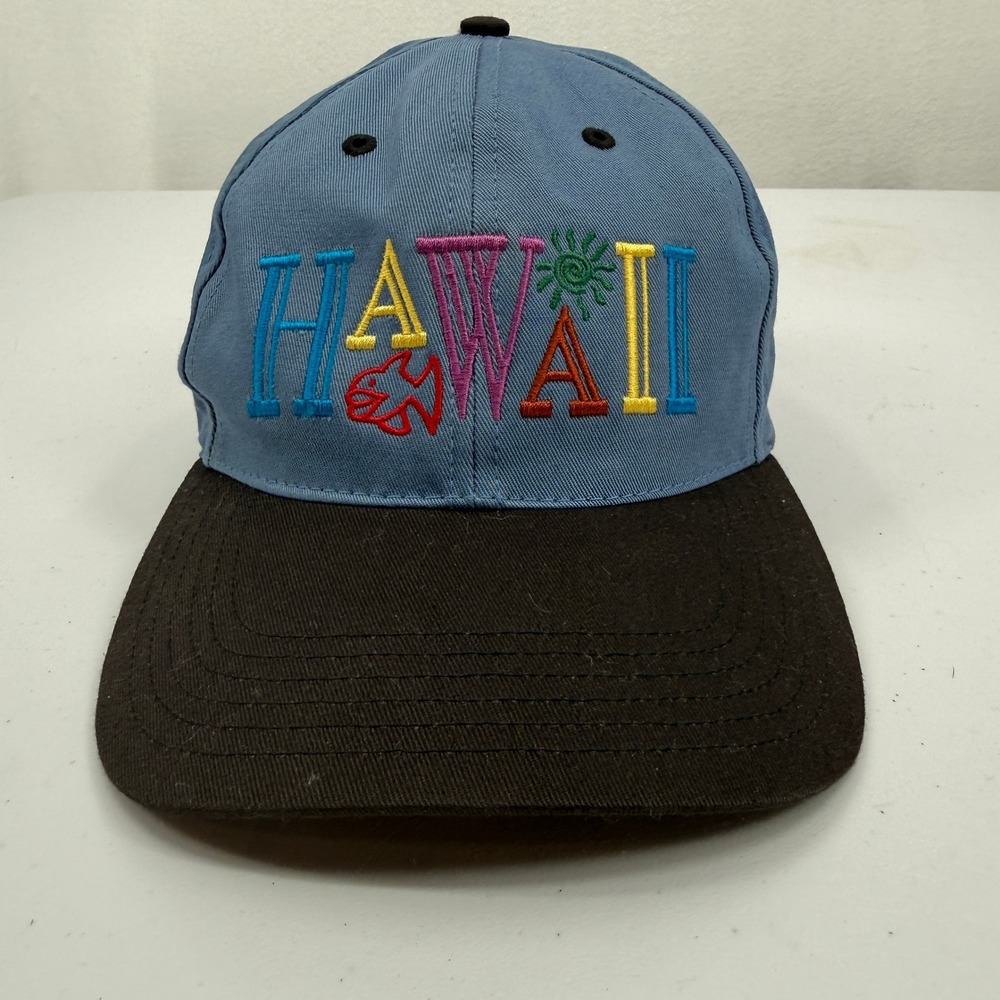 Hawaiian‎ Headwear Snapback Hat Mens OSFM Blue Hawaii Embroidered Vintage Style